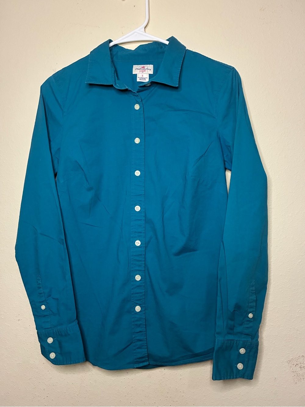 J. Crew Outlet Haberdashery Small Women's Solid Blue Button Up Collar Top Blouse